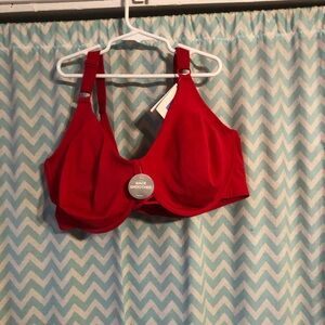 Avenue Back Smoother full coverage underwire unlined red bra 44DD